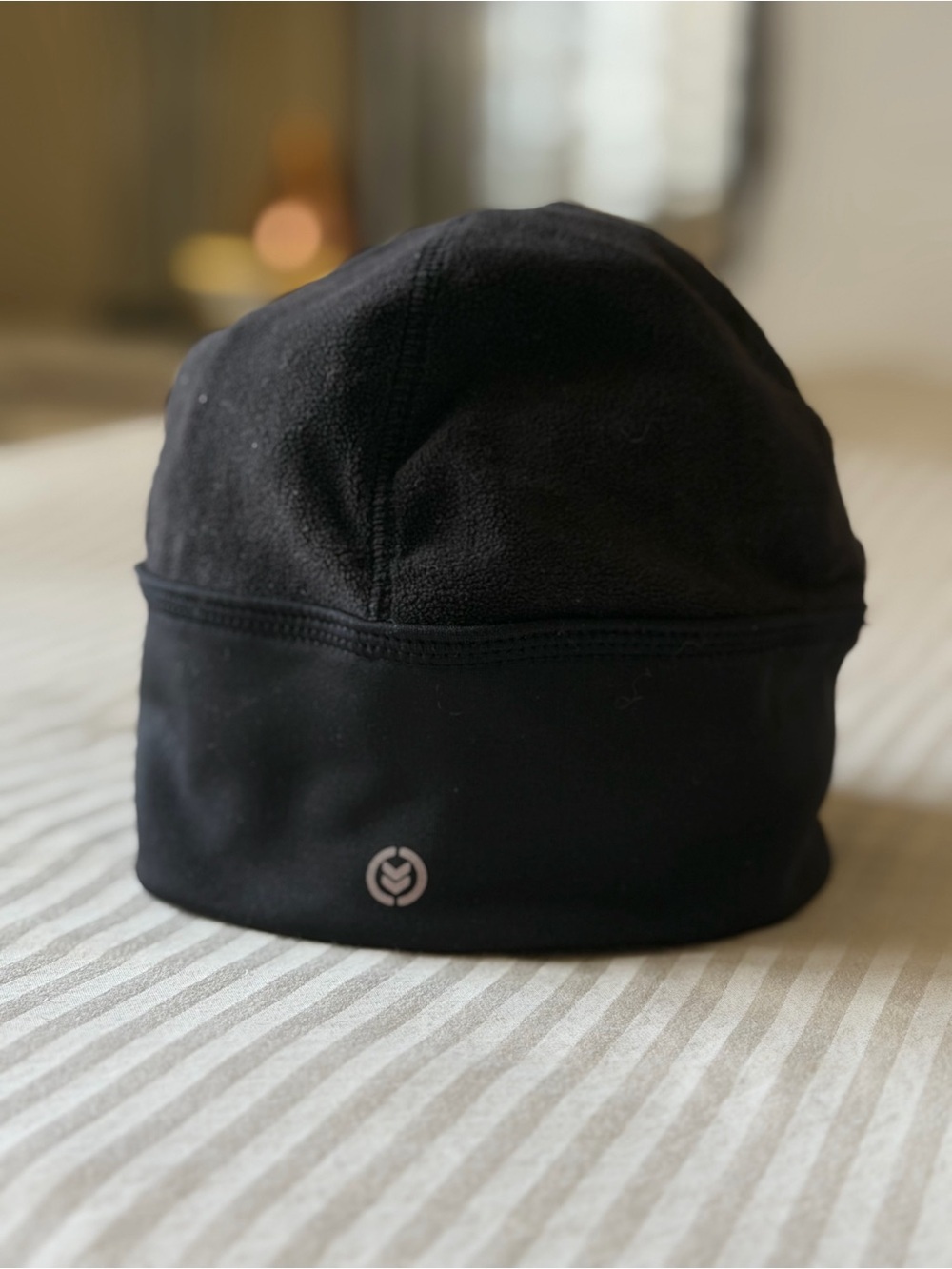 Black Beanie Hat with Ponytail Opening